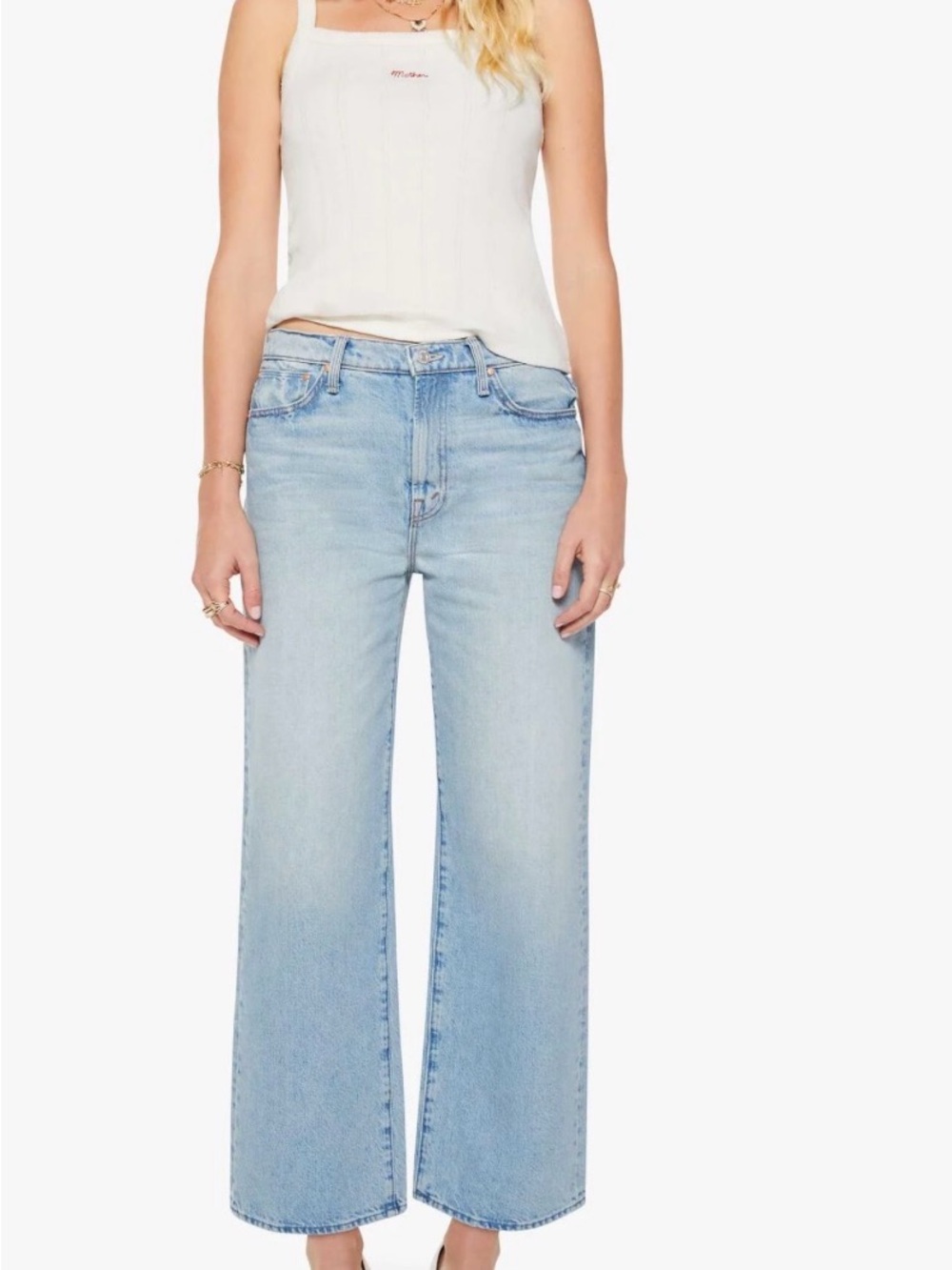 NWT! MOTHER The Dodger Flood Light Wash Wide Leg Women’s Jeans